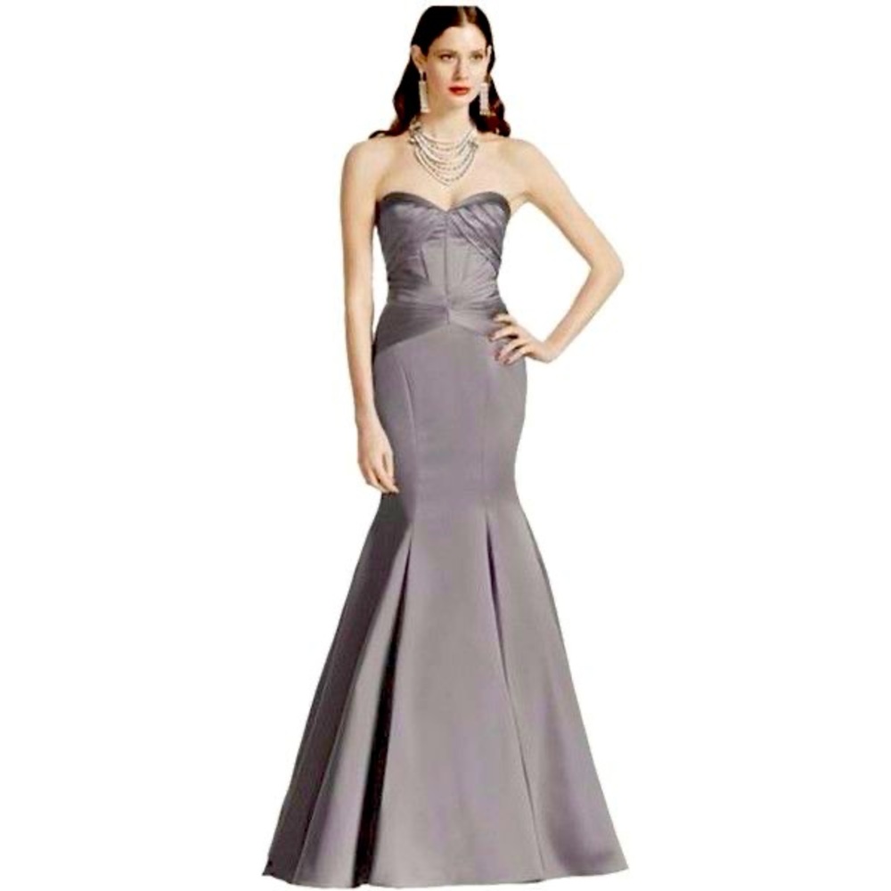 Zac Posen mercury/grey mermaid strapless gown.